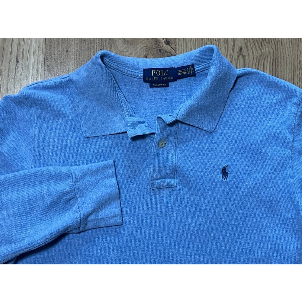 Polo Ralph Lauren Long Sleeve Polo Kids XL 18-20 Blue Classic Fit School Casual